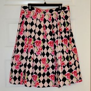 Hell Bunny Rose Harlequin checkered skirt